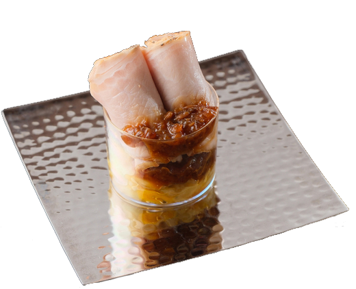 ・ローストポーク・玉葱味噌と柚子胡椒のソース・アンチョビキャベツ