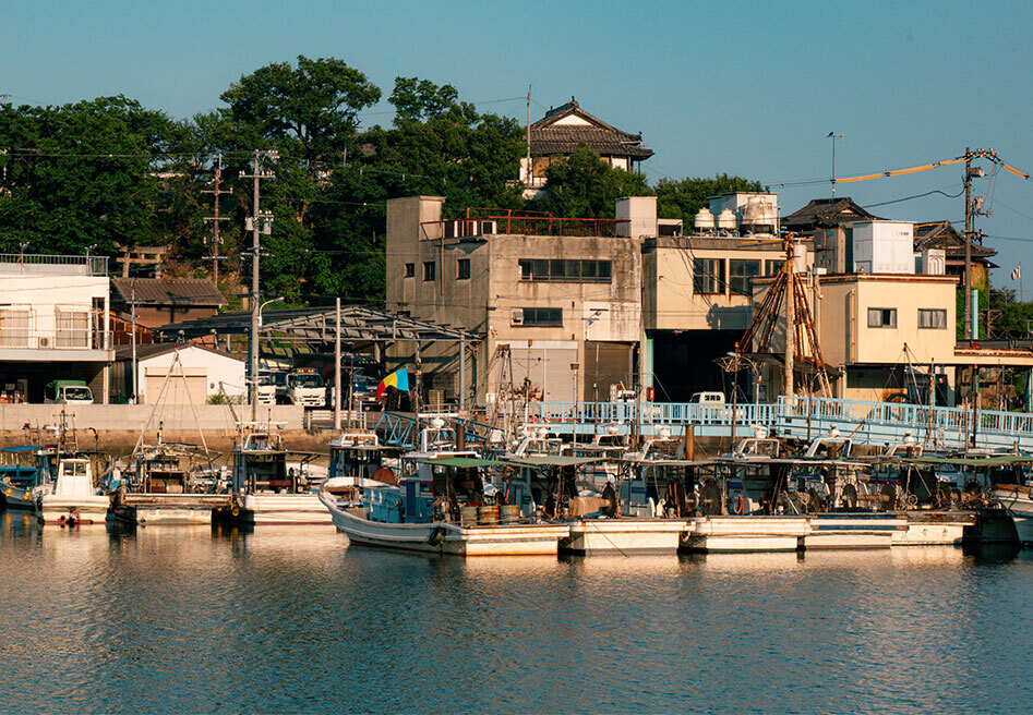 夕暮れから夜へと移り変わる鞆の浦の町並み.jpg
